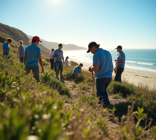Community members participating in a coastal clean-up and guided tour along the Dublin shoreline