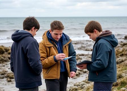Transition year students engaged in a marine conservation field trip on the Dublin coastline
